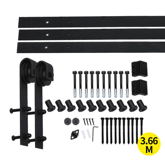 3.66M Antique Classic Style Single Sliding Barn Door Hardware Track Roller Kit - image1