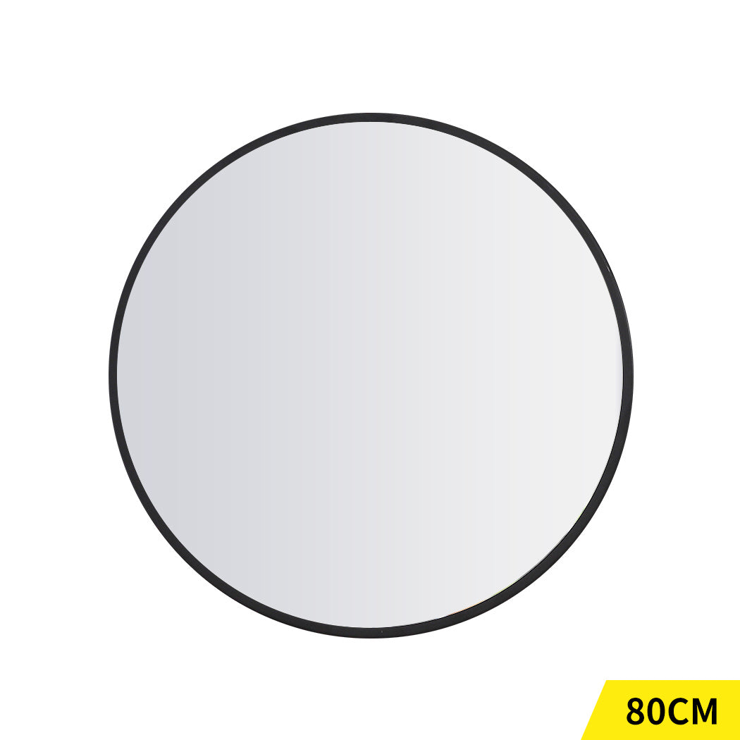 Wall Mirror Round Shaped Bathroom Makeup Mirrors Smooth Edge 80CM - image1