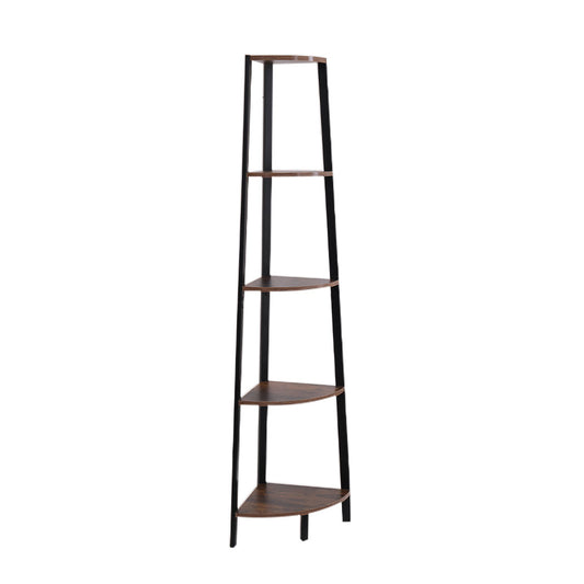 5 Tier Corner Shelf Industrial Ladder Shelf Wooden Storage Display Rack - image1