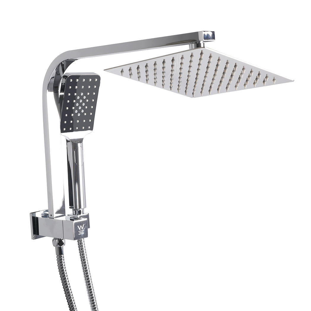 Rain Shower Head Set Silver Square Brass Taps Mixer Handheld High Pressure - image1