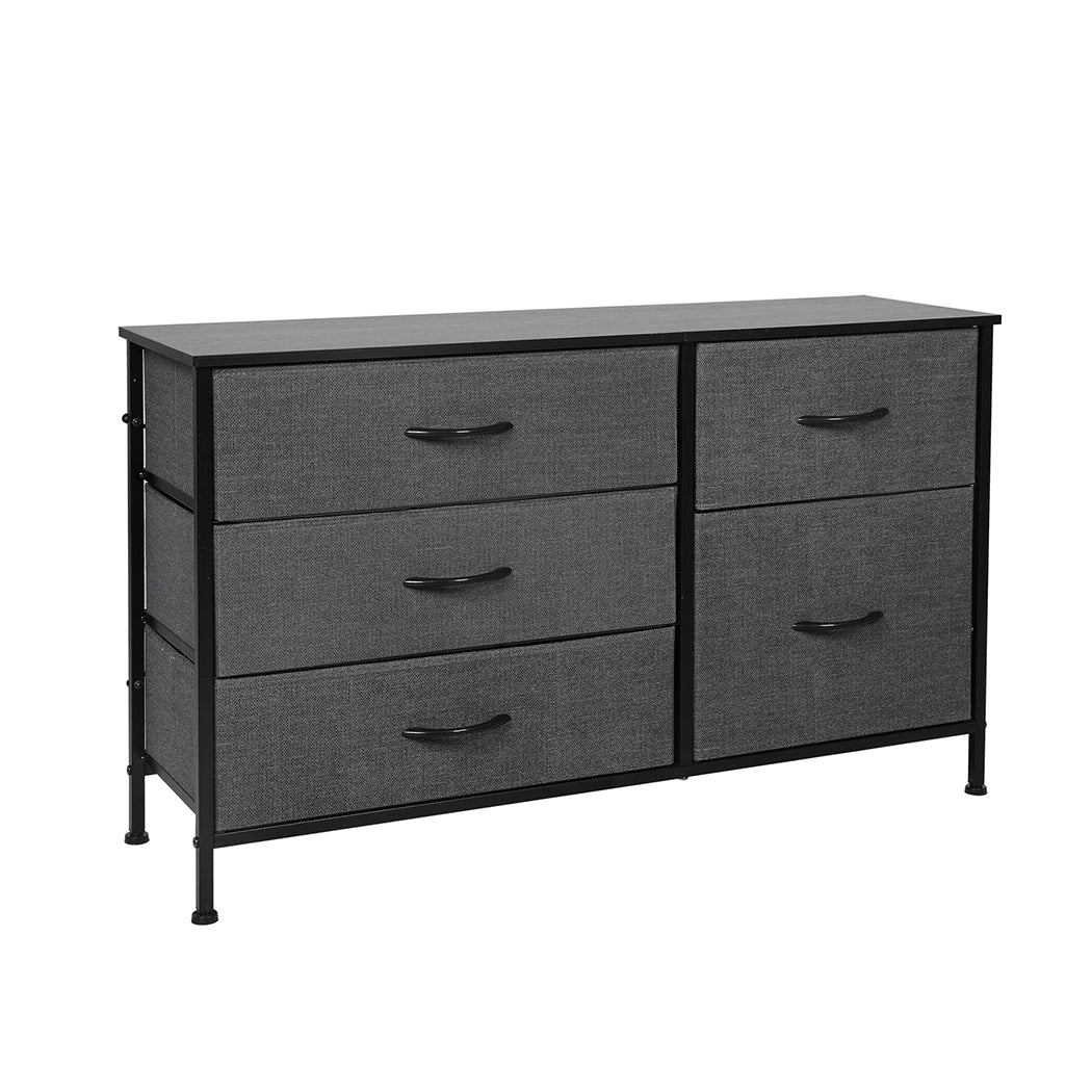 Levede Storage Cabinet Tower Chest of Drawers Dresser Tallboy 5 Drawer Grey - image1