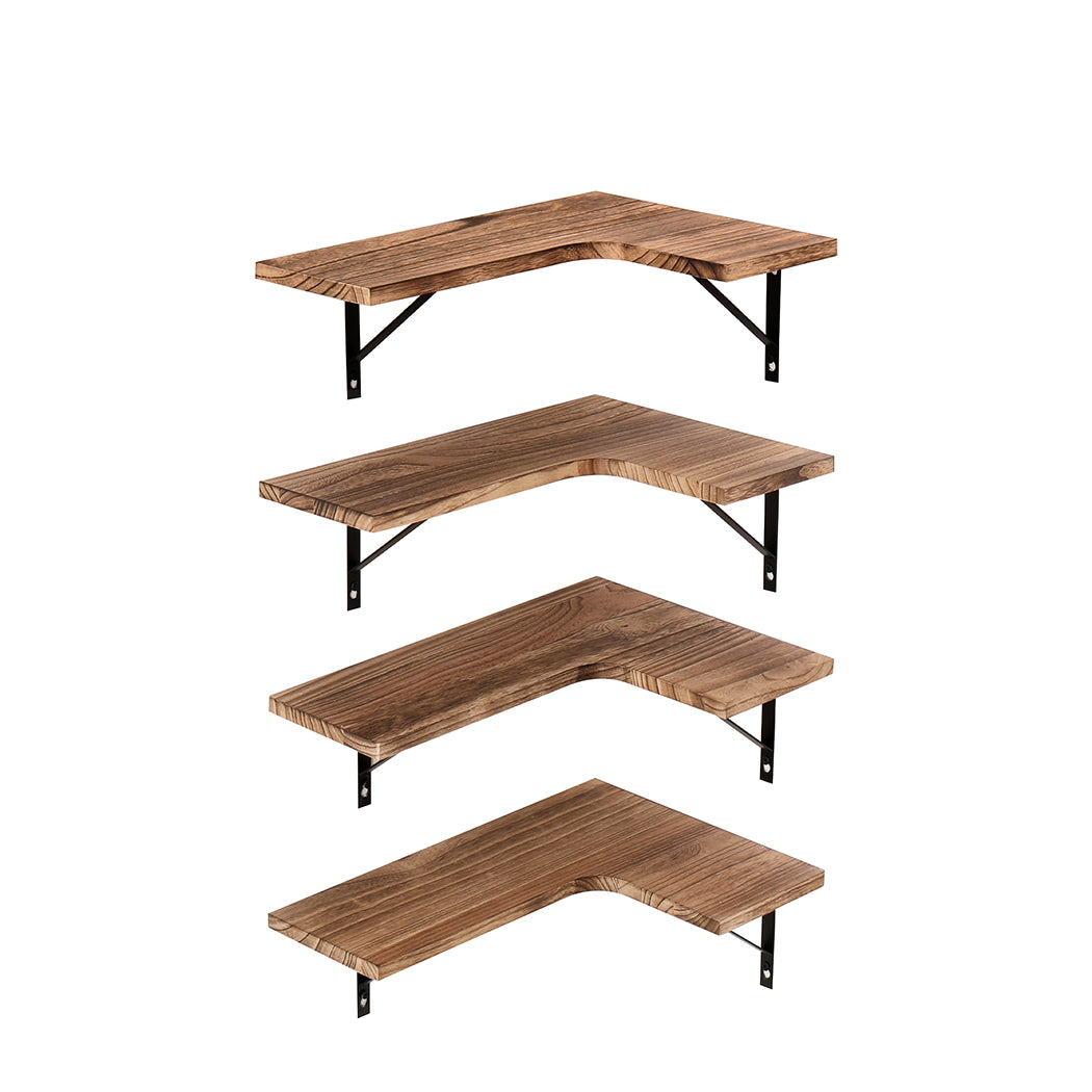 Levede 4 Pcs Floating Shelves Corner Shelf Wall Mounted Storage Wooden Display - image3