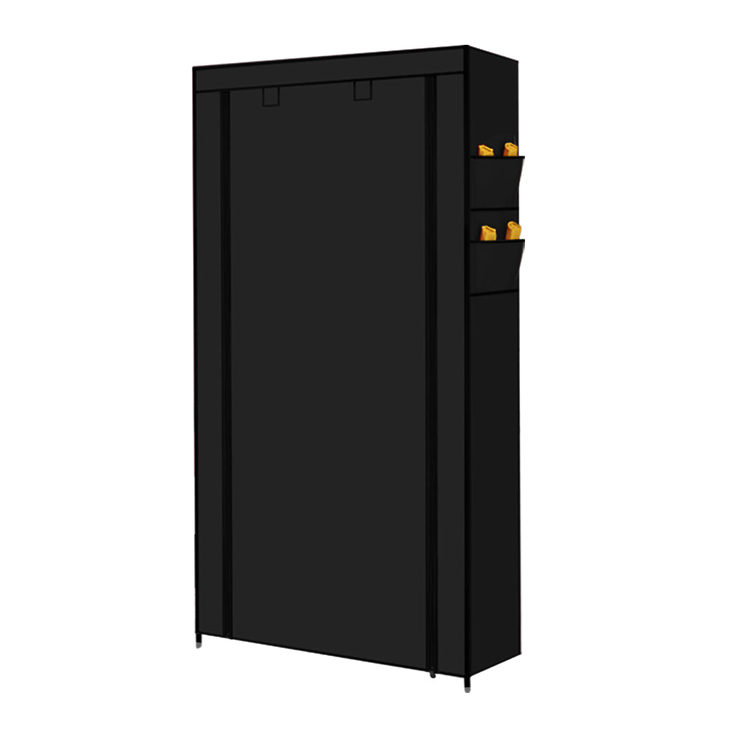 Levede 10 Tier Shoe Rack Portable Storage Cabinet Organiser Wardrobe Black Cover - image2