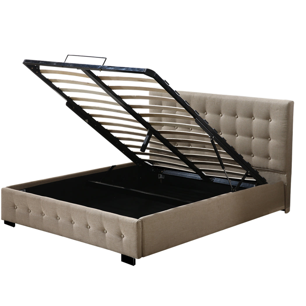 Bed Frame Base With Gas Lift King Size Platform Fabric - image2