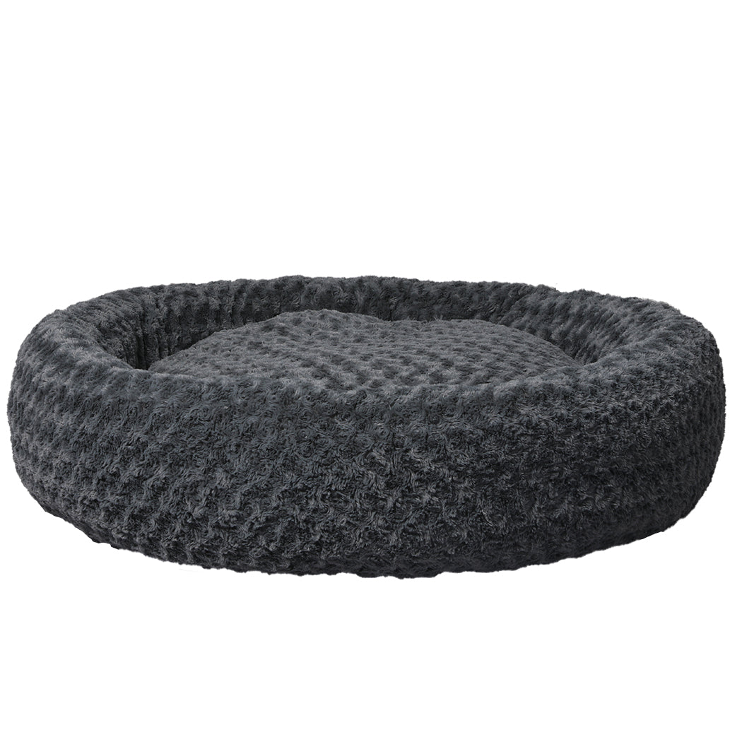 Calming Dog Bed Warm Soft Plush Pet Cat Cave Washable Portable Dark Grey XL - image4