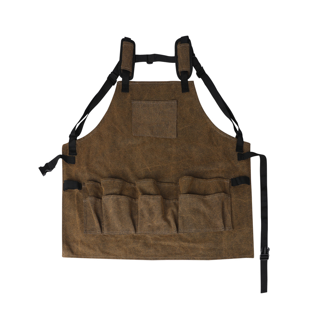 Waxed Canvas Tool Apron Adjustable Workshop Chef Waterproof Woodworking Pockets - image2