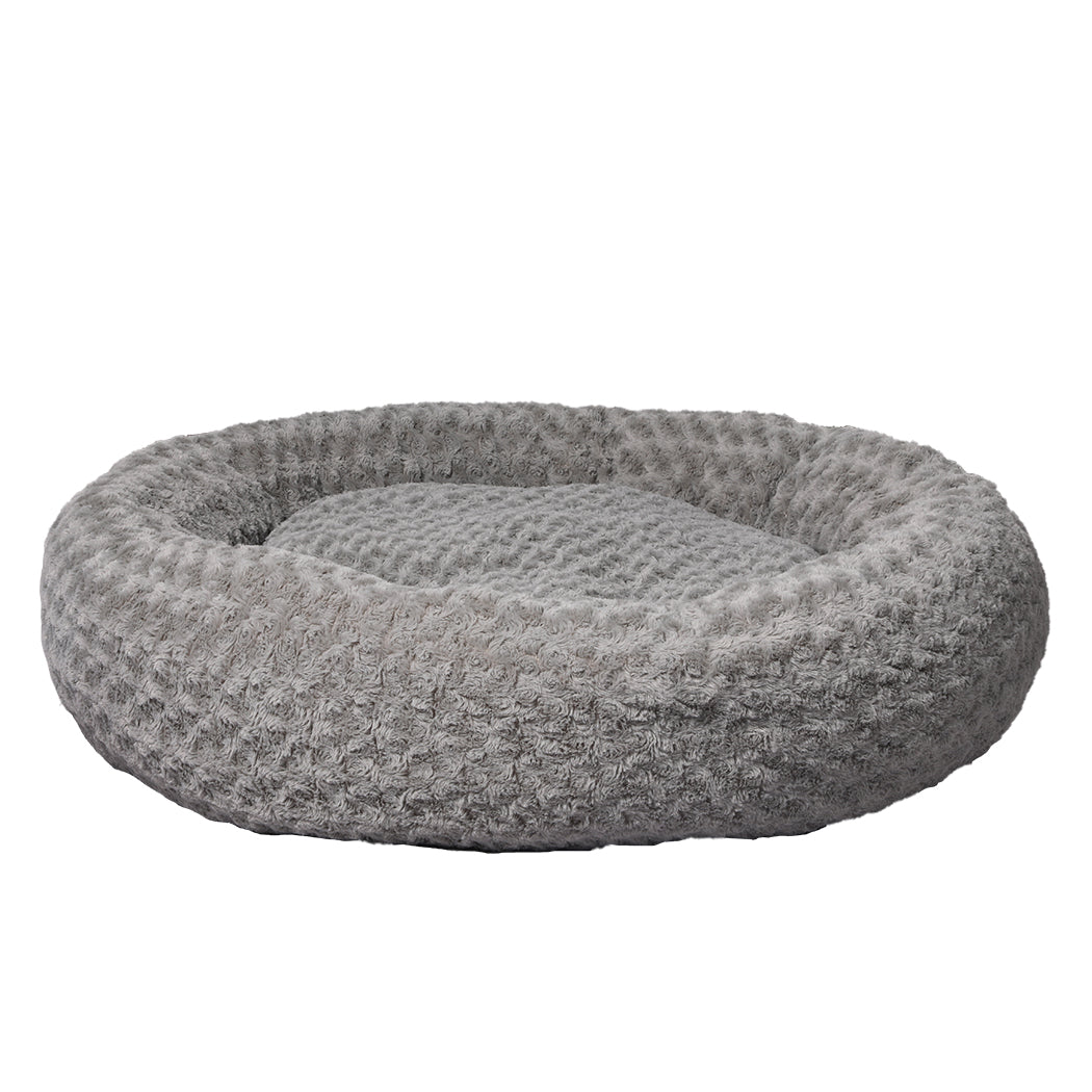 Calming Dog Bed Warm Soft Plush Sofa Pet Cat Cave Washable Portable Grey XL - image3