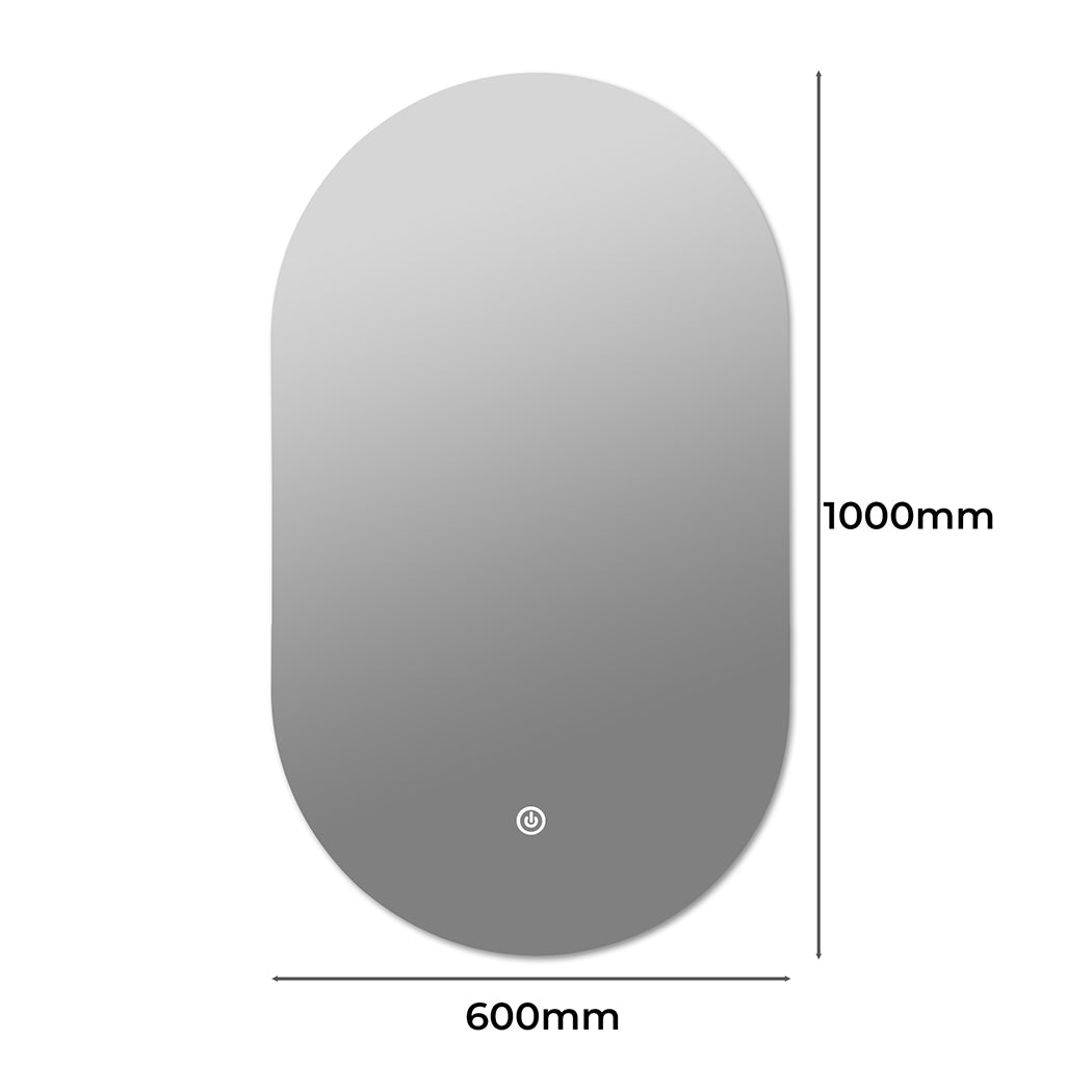 EMITTO LED Wall Mirror Oval Anti-fog Bathroom Mirrors Makeup Light 60x100cm - image3