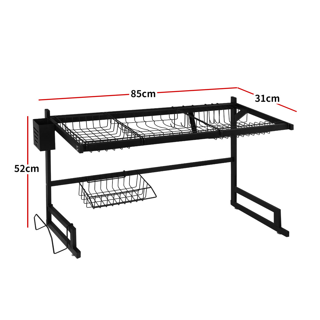 Dish Drying Rack Over Sink Stainless Steel Black Dish Drainer Organizer 2 Tier - image3