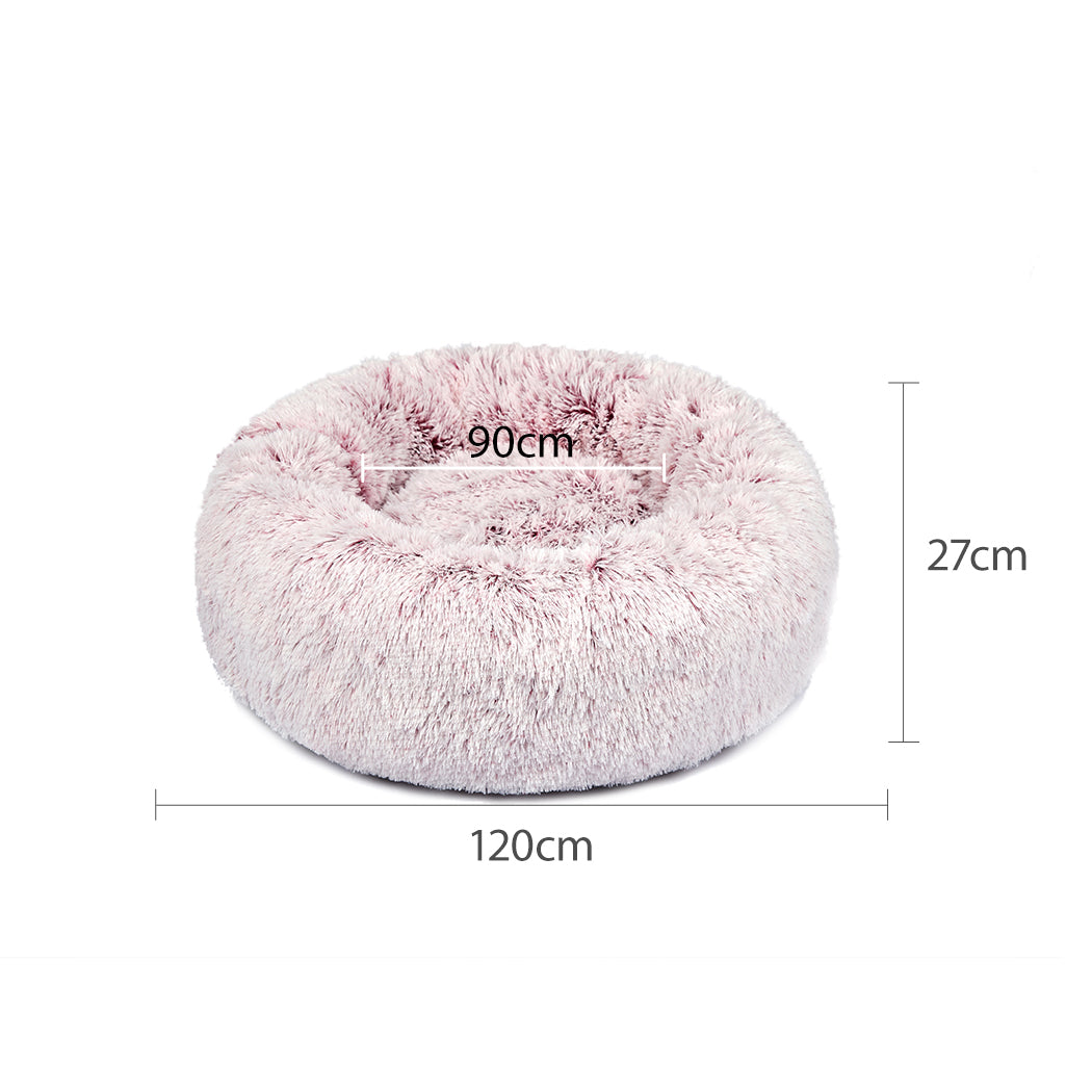 PaWz Pet Bed Cat Dog Donut Nest Calming Mat Soft Plush Kennel Pink Size XXL - image3
