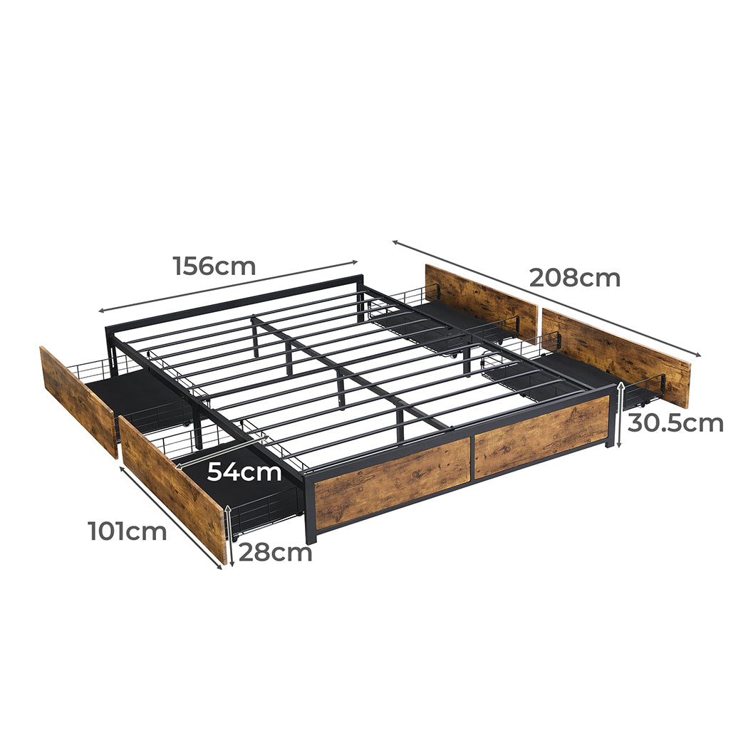 Levede Metal Bed Frame Mattress Base Platform Wooden 4 Drawers Queen - image3