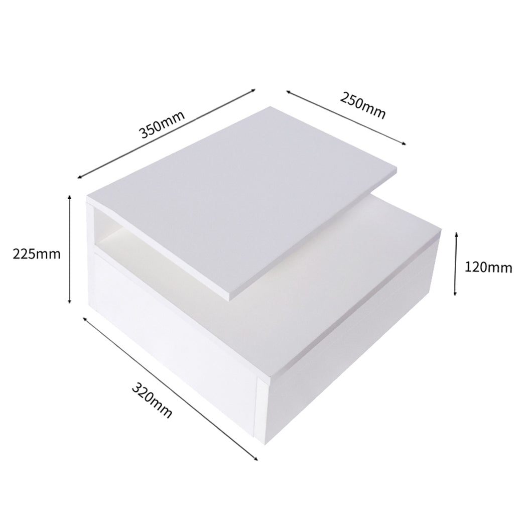 Bedside Tables LED Wall Mounted Cabinet Side Table Floating Nightstand X2 - image3