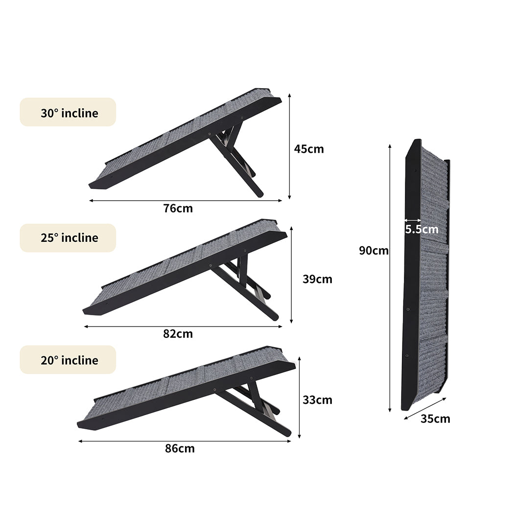 PaWz Adjustable Dog Ramp Height Stair For Bed Sofa Cat Dogs Folding Portable - image3