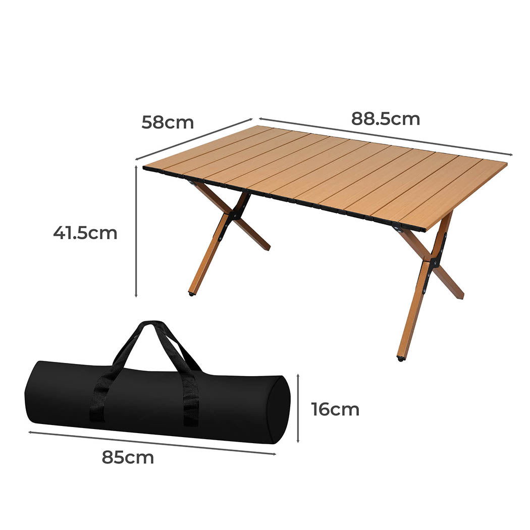 Levede Folding Camping Table Portable Picnic Outdoor Egg Roll Foldable BBQ Desk - image3