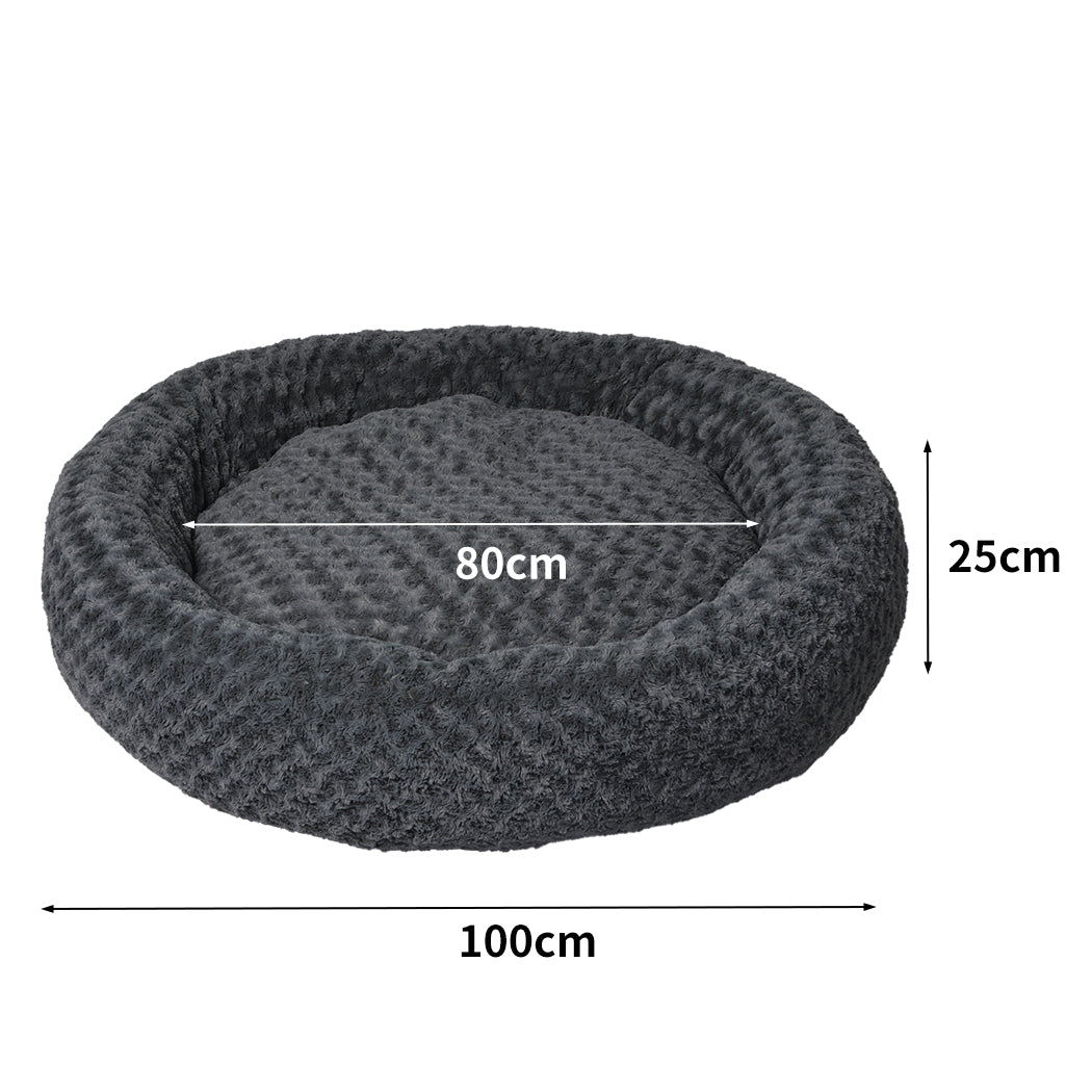 Calming Dog Bed Warm Soft Plush Pet Cat Cave Washable Portable Dark Grey XL - image5