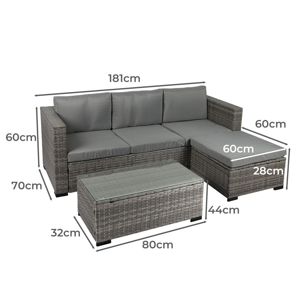 Levede 5pcs Outdoor Sofa Set Patio Furniture Setting Garden Chair Table Lounge - image3