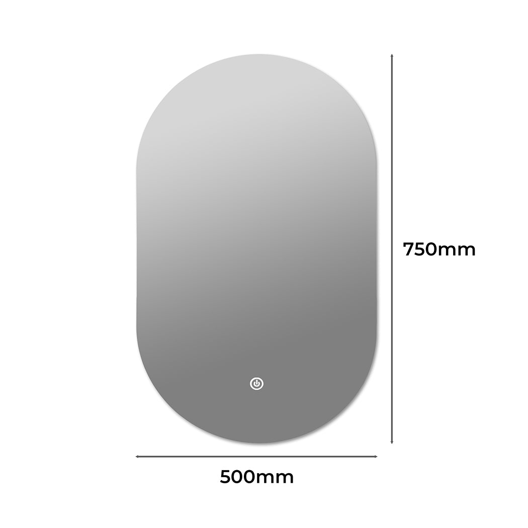 EMITTO LED Wall Mirror Oval Anti-fog Bathroom Mirrors Makeup Light 50x75cm - image3