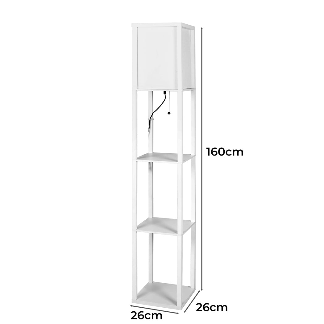 EMITTO Floor Lamp Storage Shelf LED Wood Standing Reading Corner Light White - image3