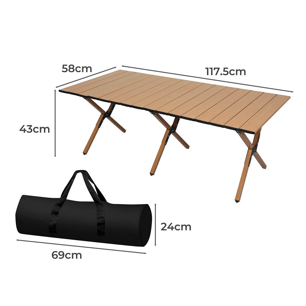 Levede Folding Camping Table Foldable Portable Picnic Outdoor Egg Roll BBQ Desk - image3