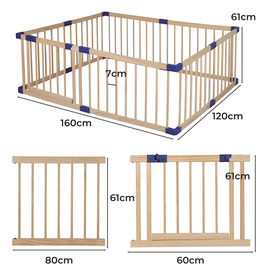 BoPeep Kids Playpen Wooden Baby Safety Gate Fence Child Play Game Toy Security M - image3
