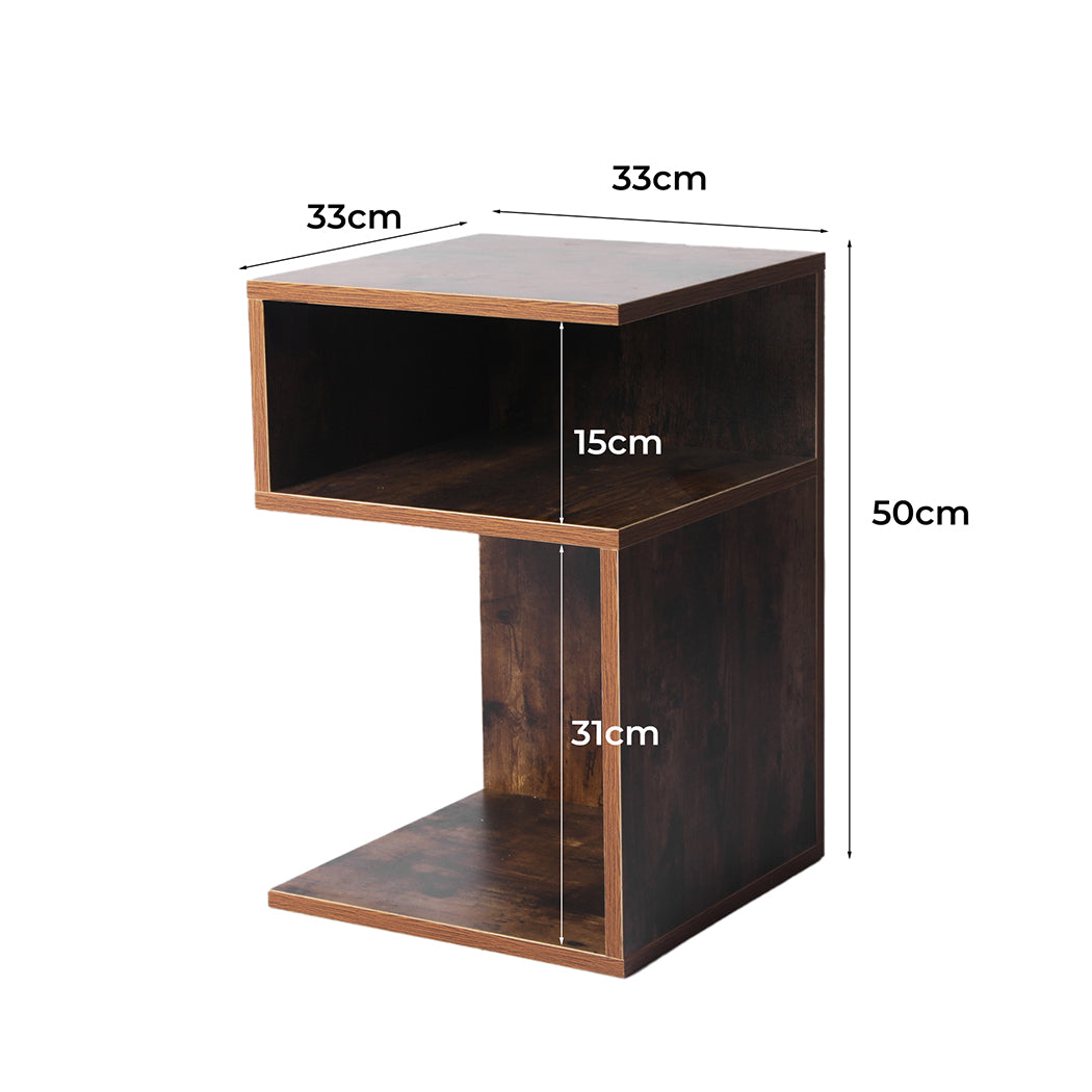 2x Bedside Tables Wood Side Table Nightstand Storage Cabinet Bedroom - image3