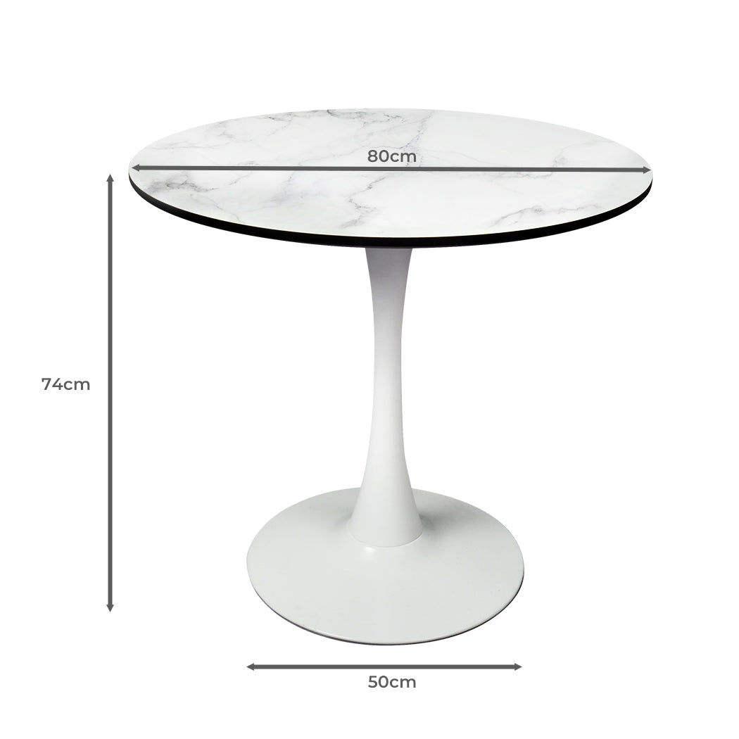 Levede Dining Table Kitchen Swivel Marble Tulip Outdoor Round Metal White - image3