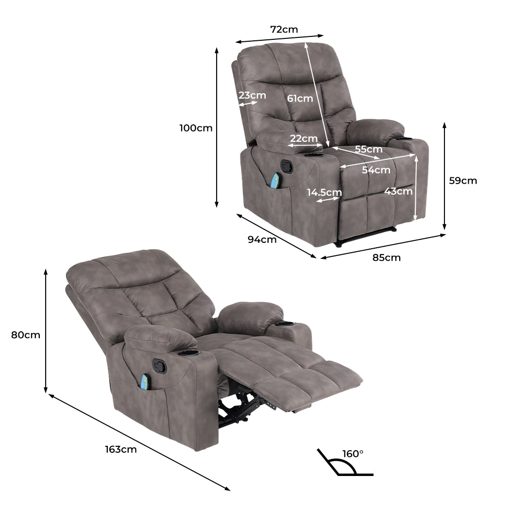 Electric Massage Chair Recliner Chair Heated 8-point Lounge Sofa Armchair - image3