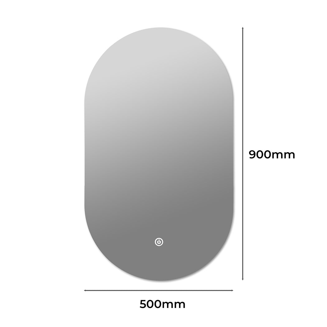 EMITTO LED Wall Mirror Oval Anti-fog Bathroom Mirrors Makeup Light 50x90cm - image3