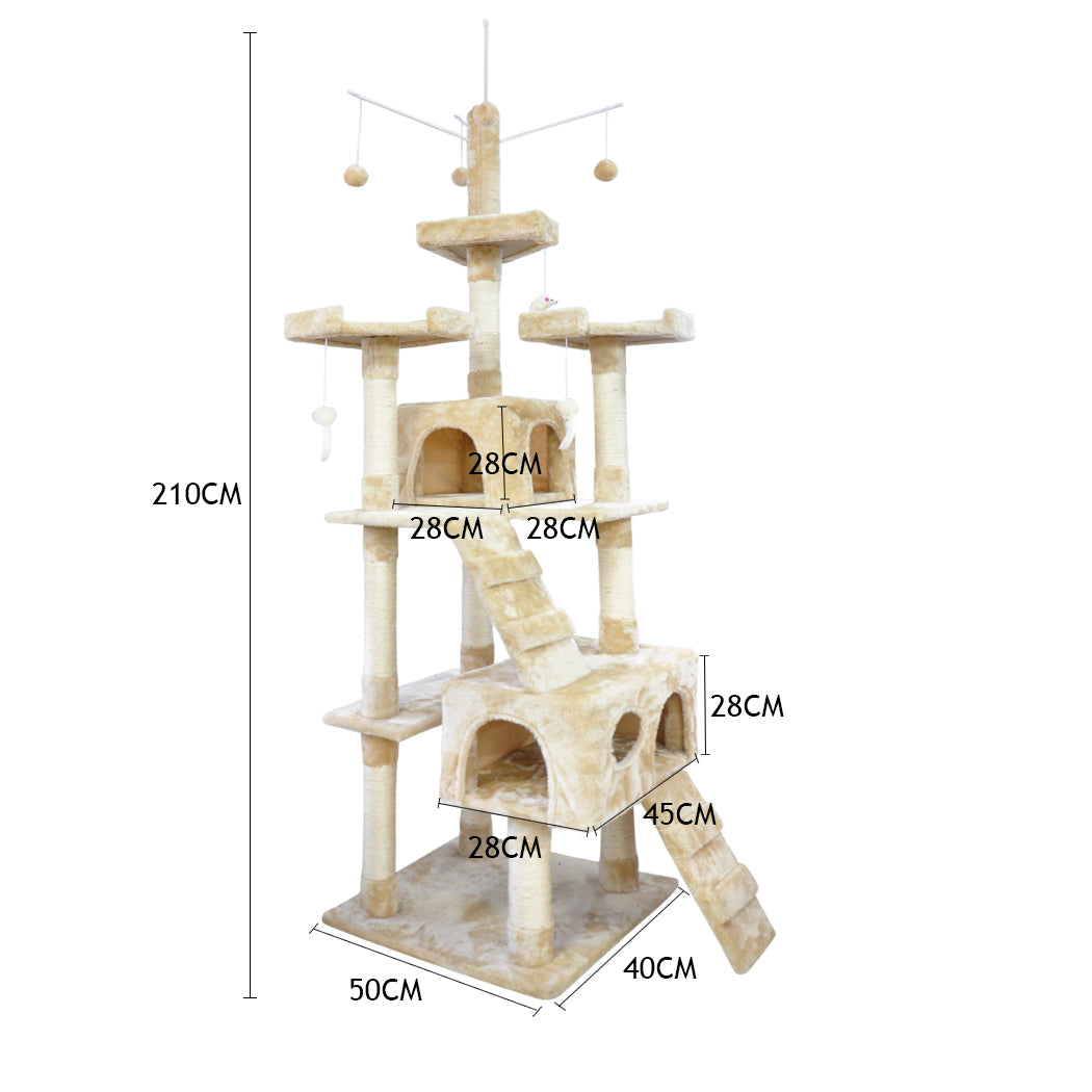 2.1M Cat Scratching Post Tree Gym House Condo Furniture Scratcher Tower - image3