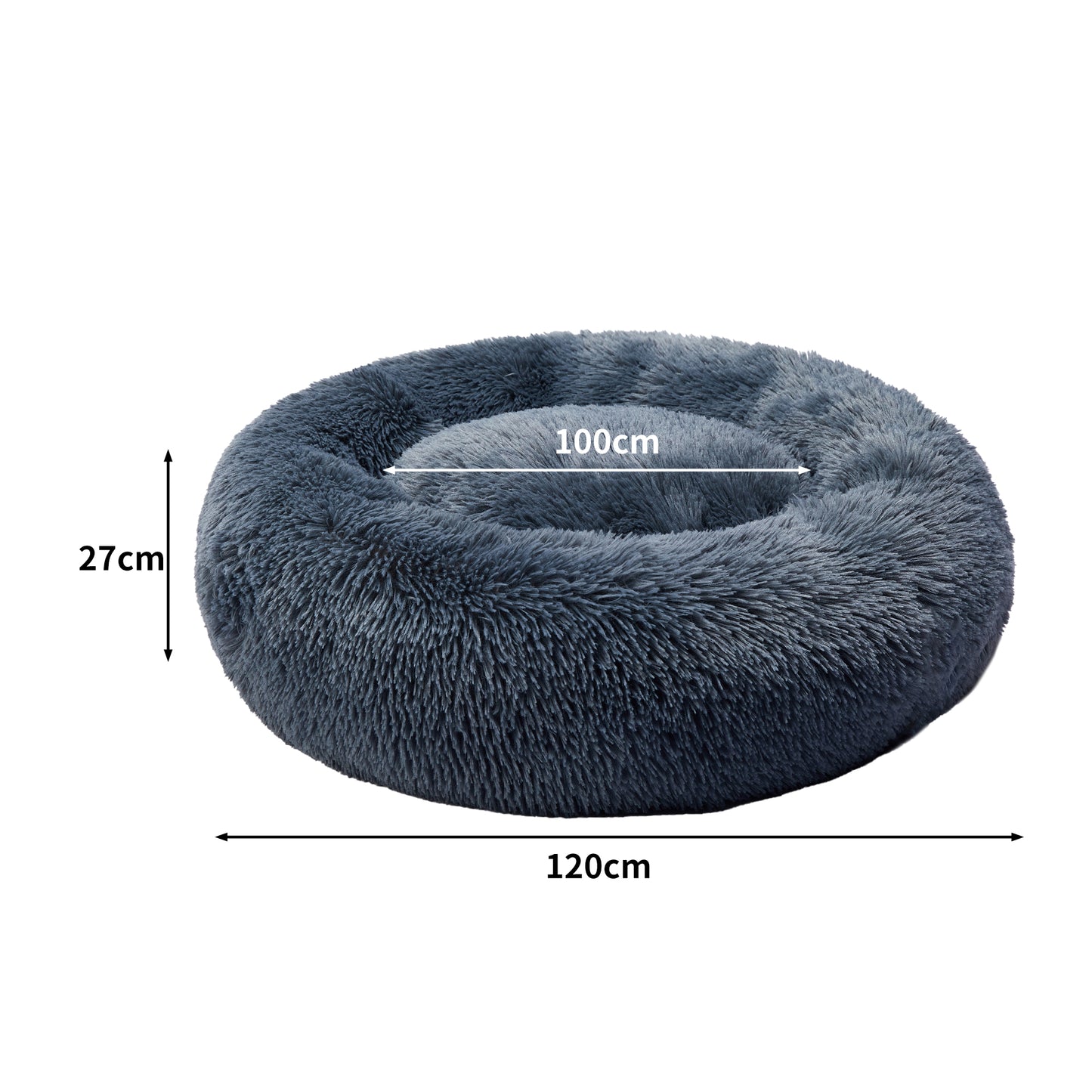 Pet Bed Cat Dog Donut Nest Calming Kennel Cave Deep Sleeping Dark Grey 3XL - image3