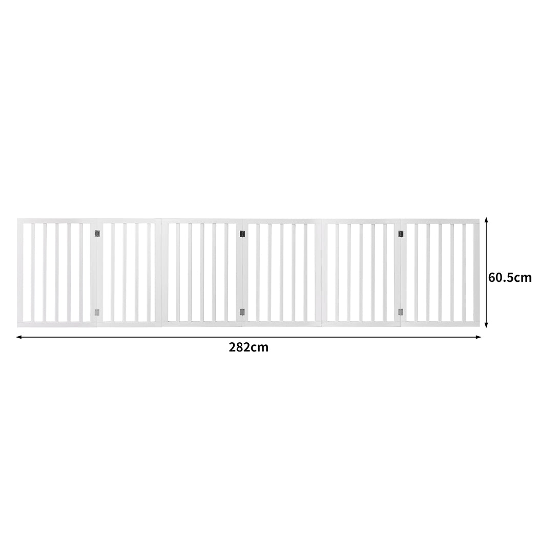 PaWz Wooden Pet Gate Dog Fence Safety Stair Barrier Security Door 6 Panels White - image3