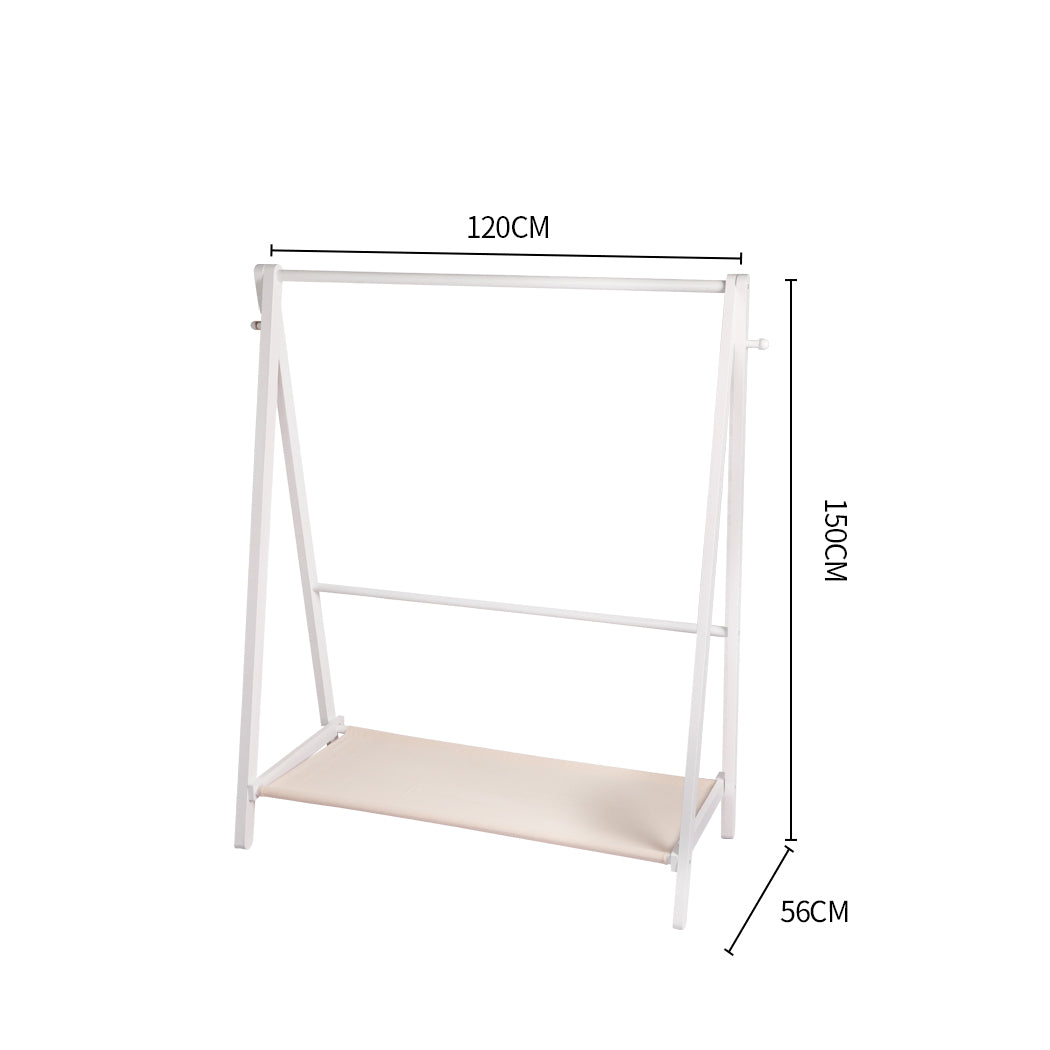 Clothes Rack Wooden Garment Hanging Stand Closet Storage Organiser Shelf - image3