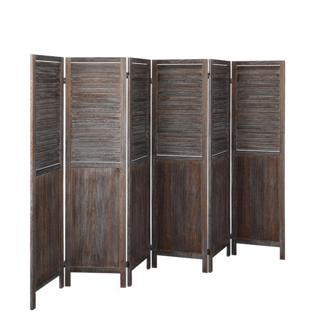6 Panel Room Divider Folding Screen Privacy Dividers Stand Wood Brown - image4