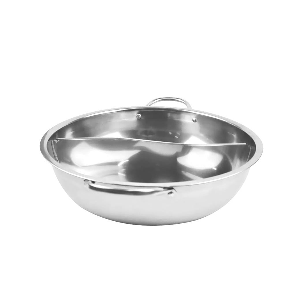 34cm Stainless Steel Twin Mandarin Duck Hot Pot Induction Cooker Without Lid - image5