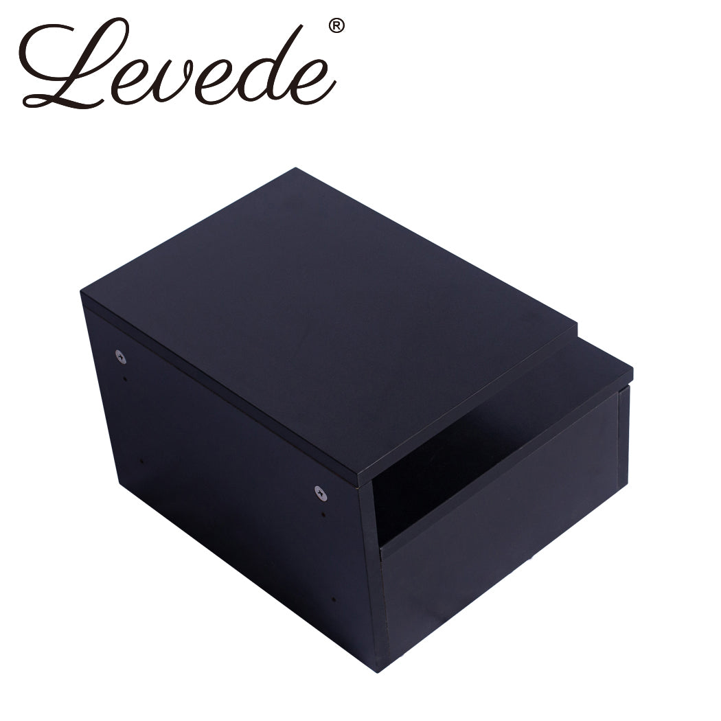 Bedside Tables LED Side Table Storage Drawer Floating Nightstand Black X2 - image6