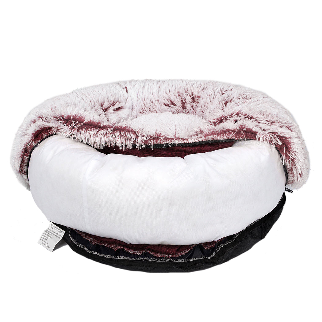 PaWz Pet Bed Cat Dog Donut Nest Calming Mat Soft Plush Kennel Pink Size XXL - image6