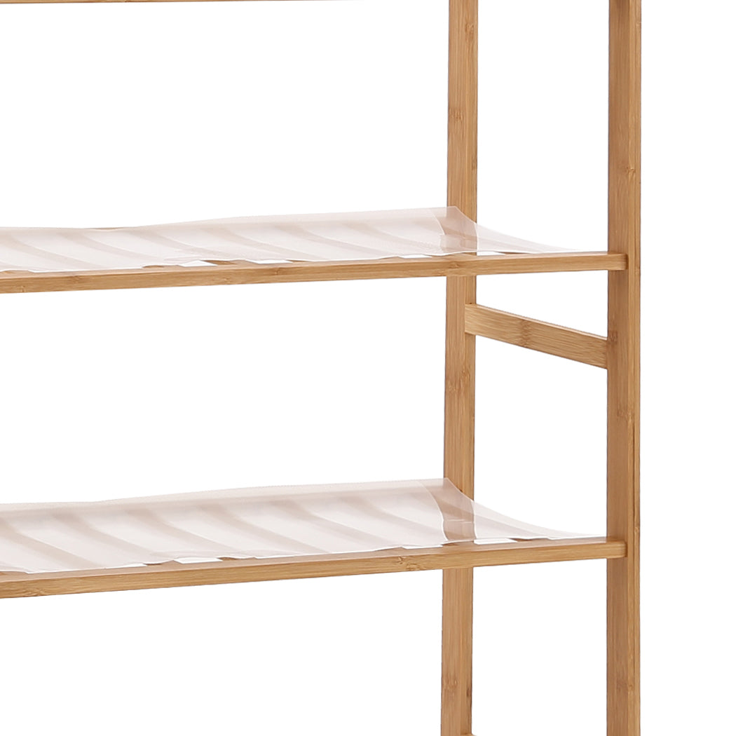 Levede Bamboo Shoe Rack Storage Wooden Organizer Shelf Stand 5 Tiers Layers 70cm - image6