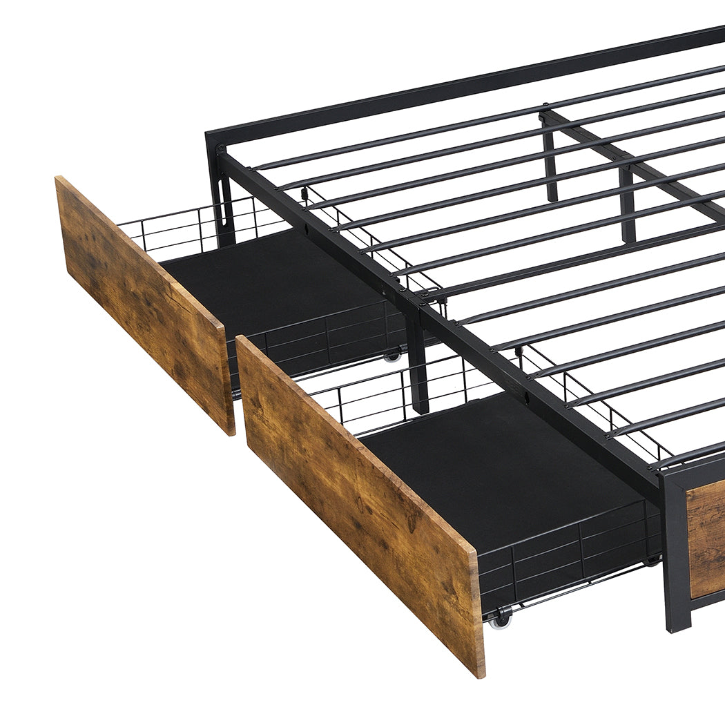 Levede Metal Bed Frame Mattress Base Platform Wooden 4 Drawers Queen - image6