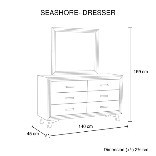 5 Pieces Bedroom Suite Queen Size Silver Brush in Acacia Wood Construction Bed, Bedside Table, Tallboy & Dresser - image9