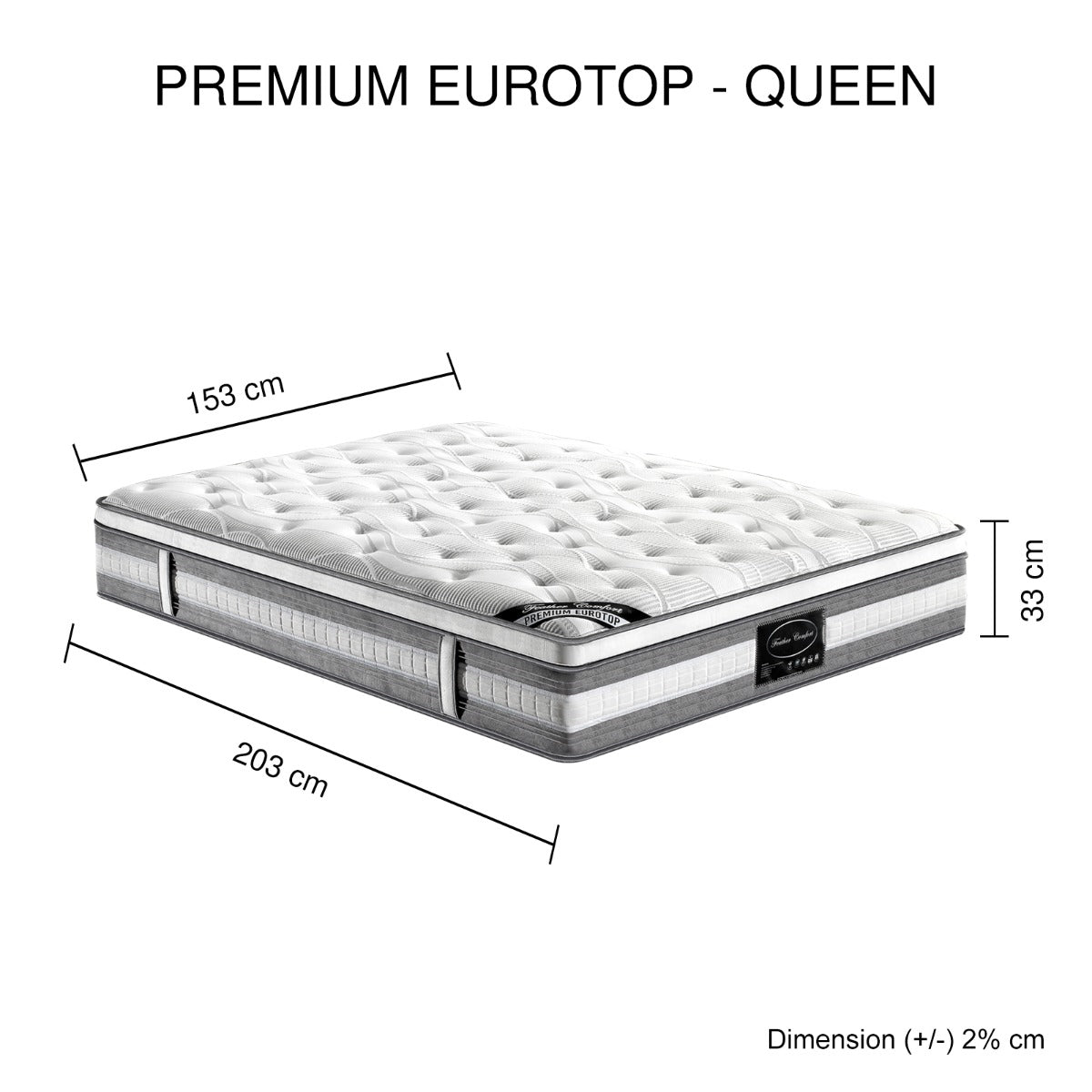 Mattress Euro Top Queen Size Pocket Spring Coil with Knitted Fabric Medium Firm 34cm Thick - image8