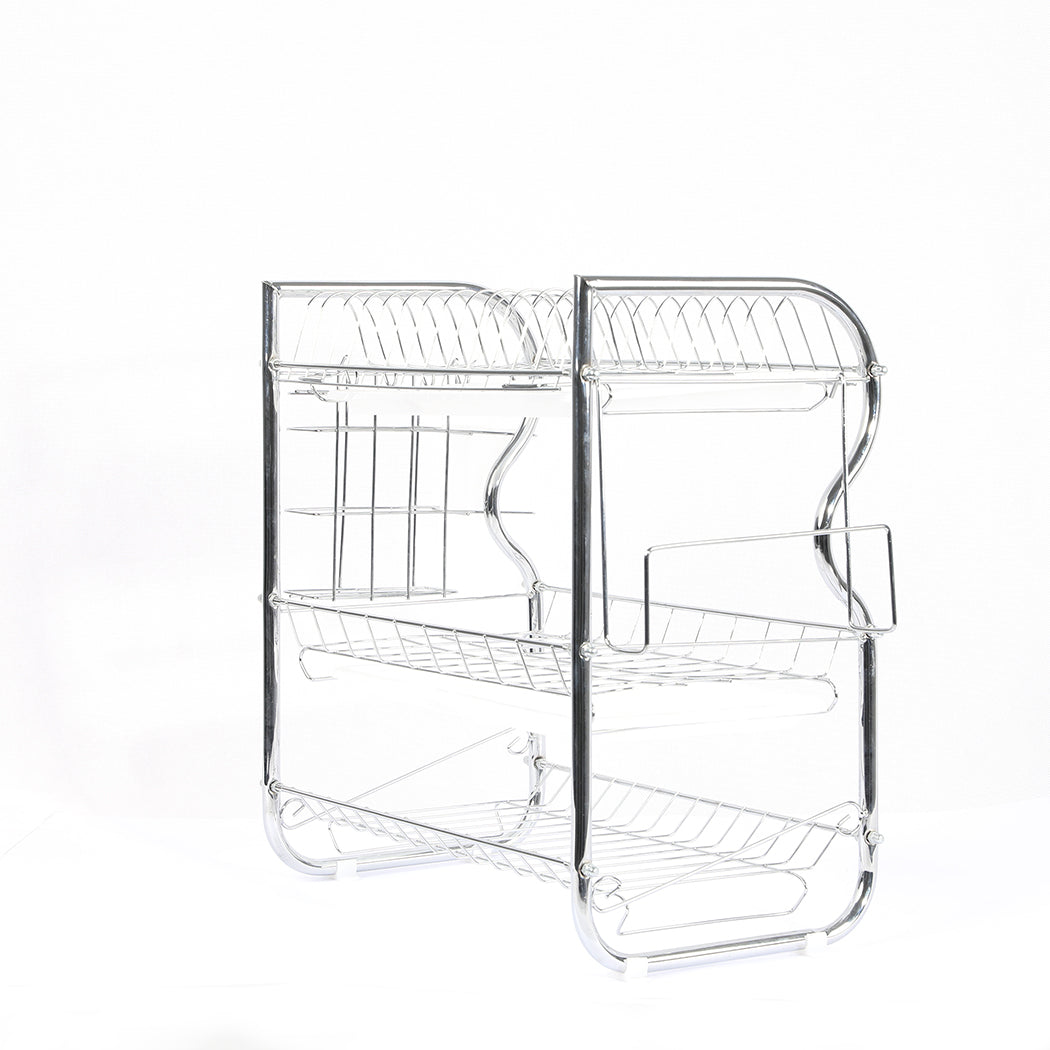 3 Tier Stainless Steel Dish Rack Drainer Tray Kitchen Storage Cup Cutlery Holder - image6