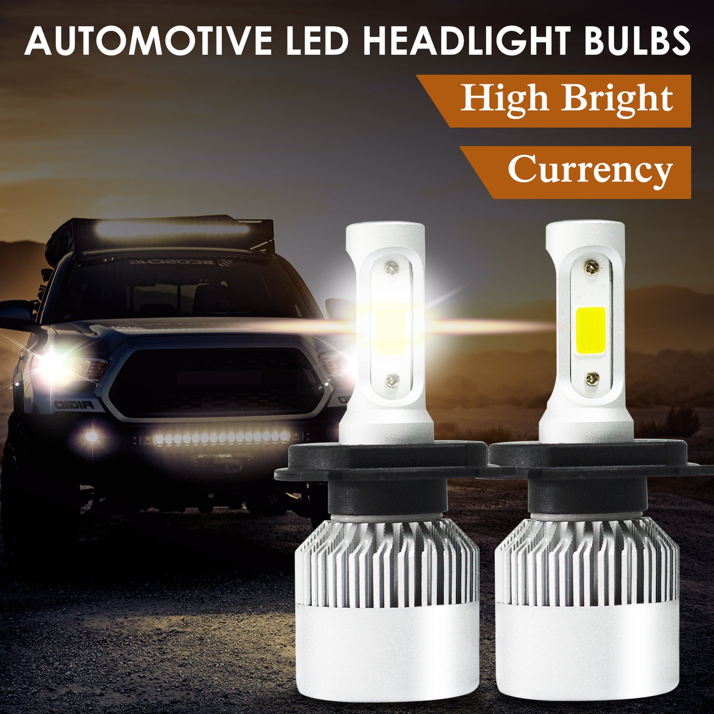 72W 9000LM H4 HB2 LED Headlight Kit Hi/Lo Beam Globe Bulbs 6500K White - image3