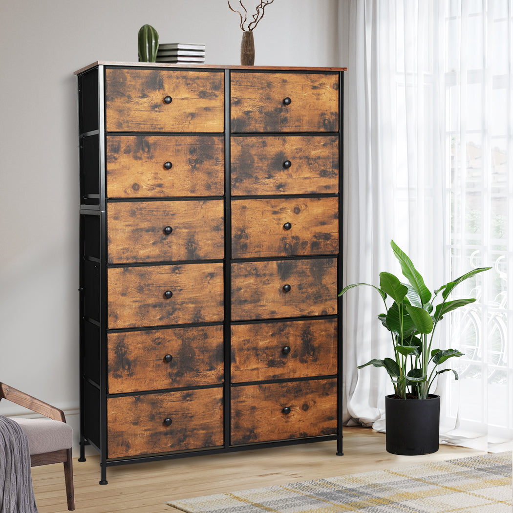 Levede Storage Cabinet Tower Chest of Drawers Dresser Tallboy Drawer Retro Brown - image8