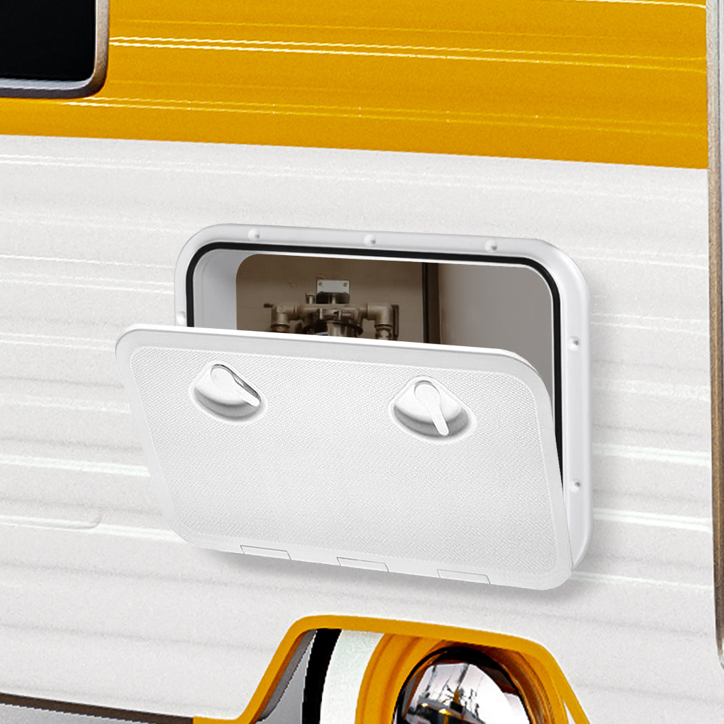 Manan Access Hatch White Lid Locked Caravan Storage Boat RV Camper 440x315mm - image14