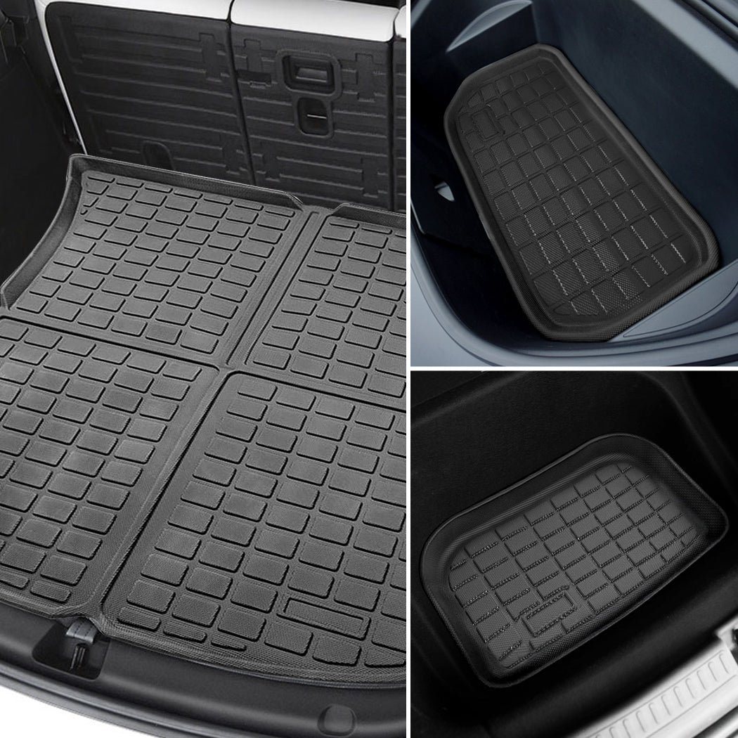 Manan Tesla Model Y Floor Mats Front Rear Trunk +Toolbox Anti-Slip Car Carpets - image7