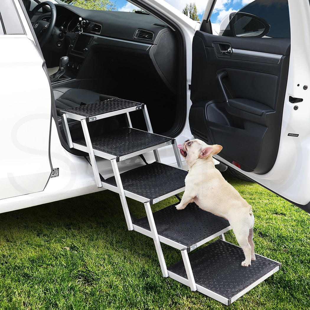 PaWz 5 Steps Dog Ramp Adjustable Height Stair Car Dog Folding Portable Aluminium - image7