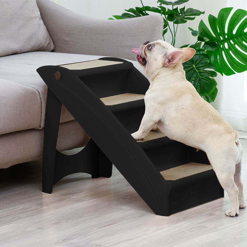 Pet Stairs Ramp Steps Portable Foldable Climbing Ladder Soft Washable Dog Black - image7