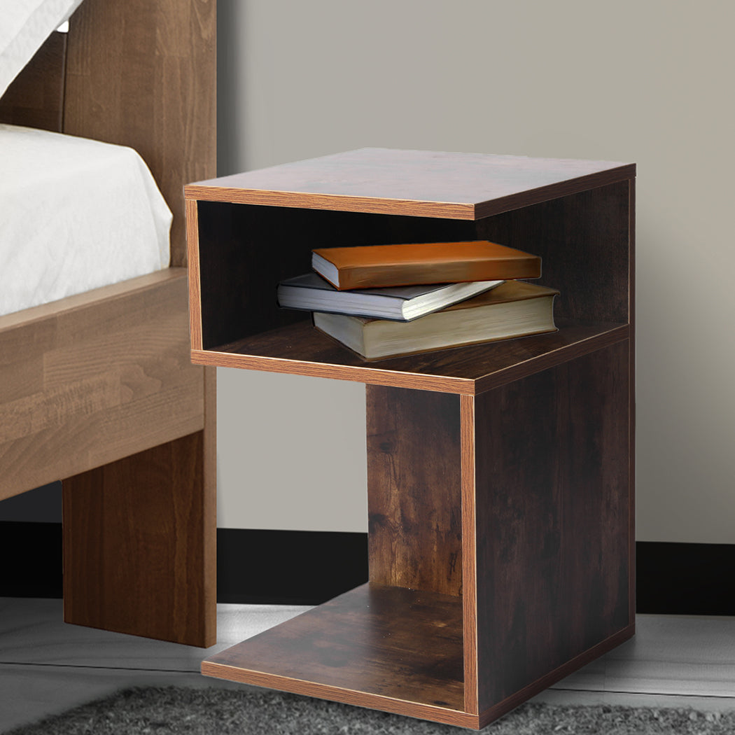 2x Bedside Tables Wood Side Table Nightstand Storage Cabinet Bedroom - image7