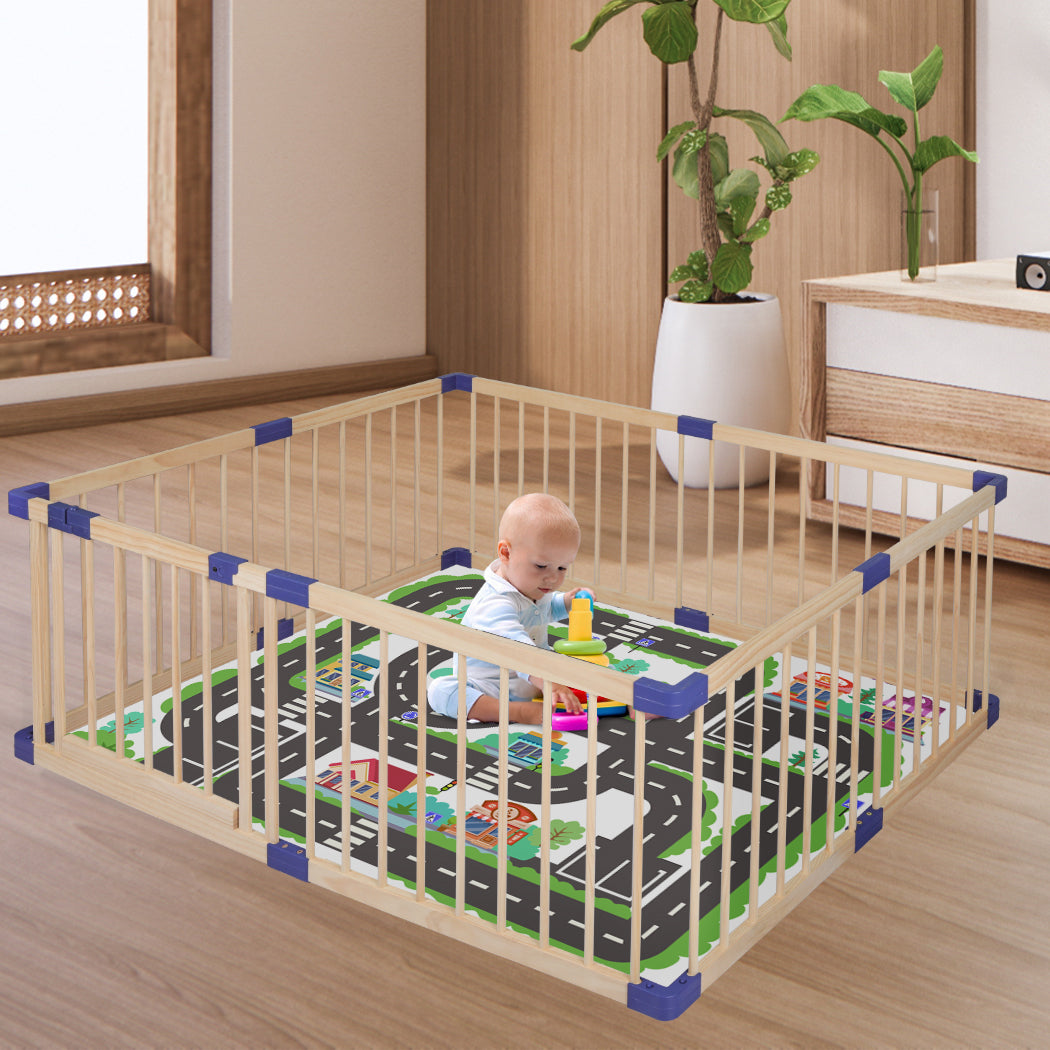BoPeep Kids Playpen Wooden Baby Safety Gate Fence Child Play Game Toy Security M - image8