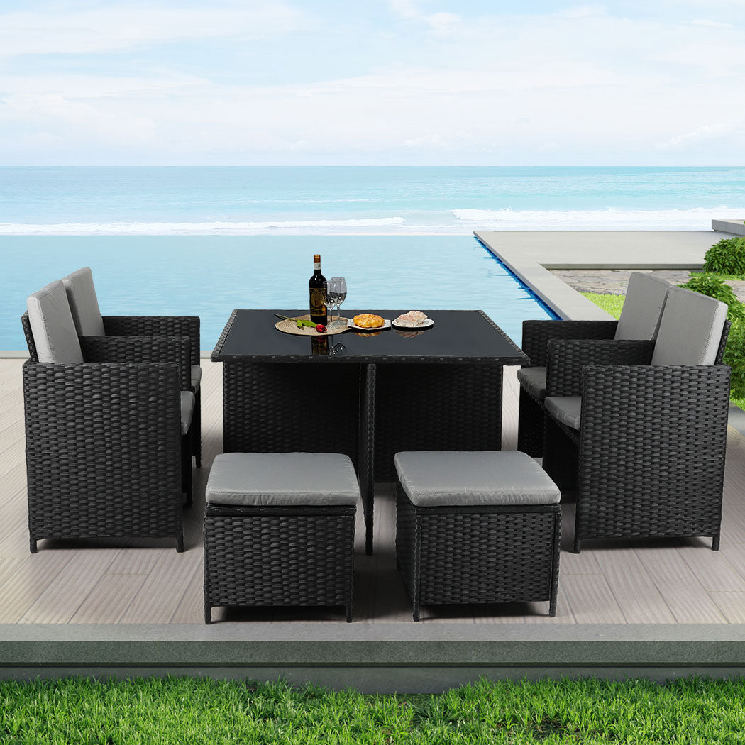 Levede 9PCS Outdoor Table Chair Set Patio Furniture Dining Setting Garden Lounge - image8